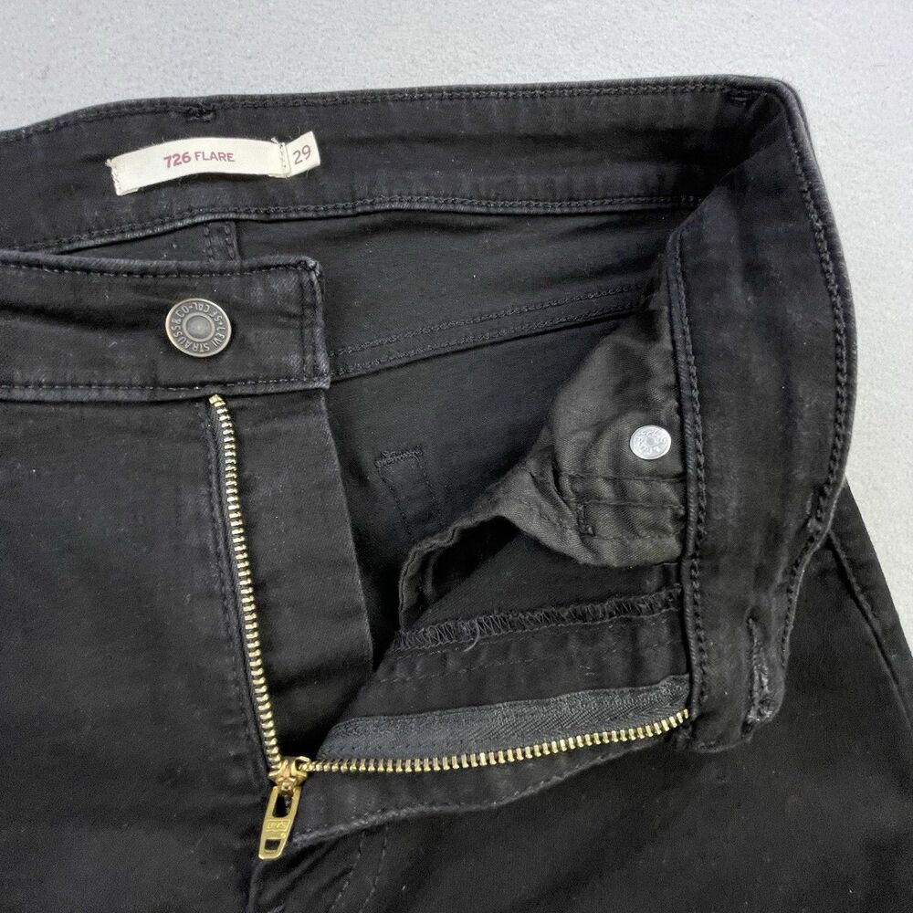 Levi’s 726 Flare Jeans Womens 29x29 Black High Rise Stretch Denim - Picture 5 of 16